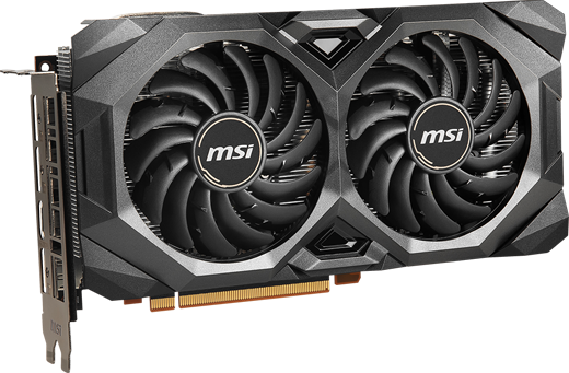  Front angle view of MSI RX 5700 XT MECH OC graphics card  